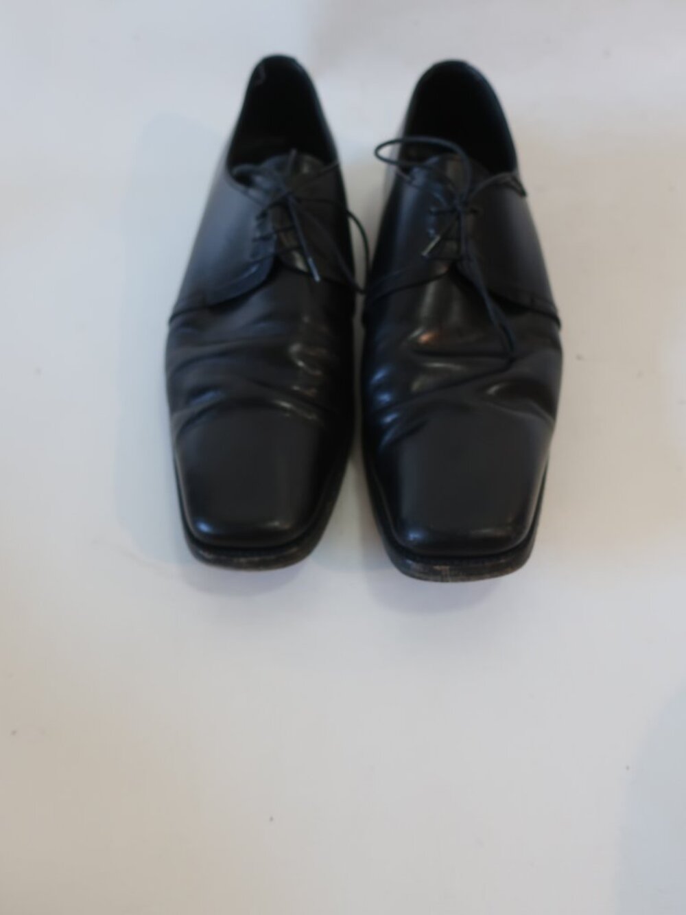 Mens Prada Black Leather Square Toe Oxford Lace Up Shoes 10 1/2 - Picture 6 of 12